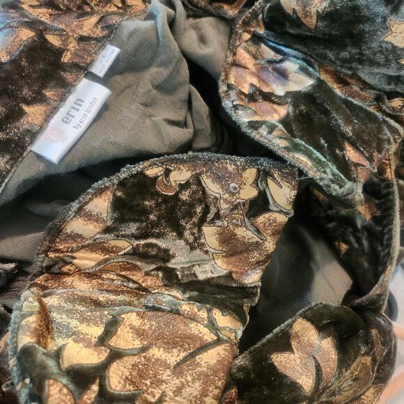 VTG Y2K Erin London Blazer Jacket 2X Womens Velvet Green Rustic Floral Fairy Art - Picture 13 of 16